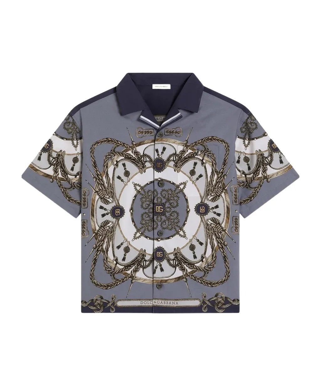 Dolce & Gabbana Cargo-Printed Poplin Shirt