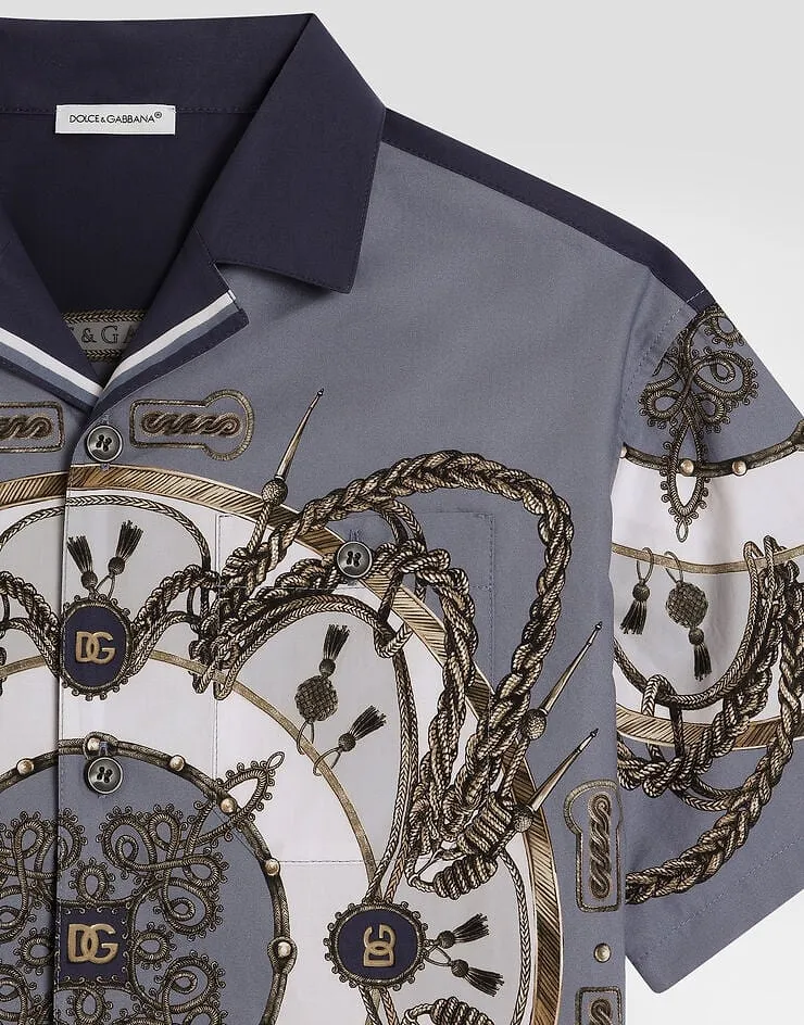 Dolce & Gabbana Cargo-Printed Poplin Shirt
