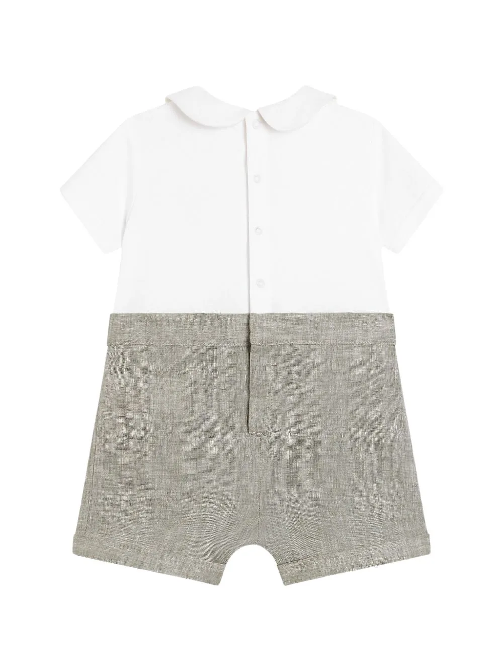 Interlock And Linen Romper With Dg Embroidery
