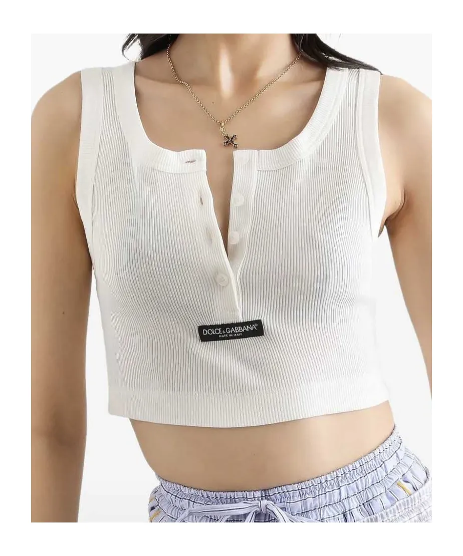 Dolce & Gabbana Cropped Henley Tank Top