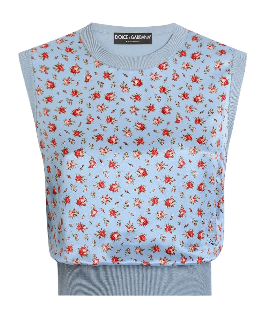 Dolce & Gabbana Floral Motif Twill Vest