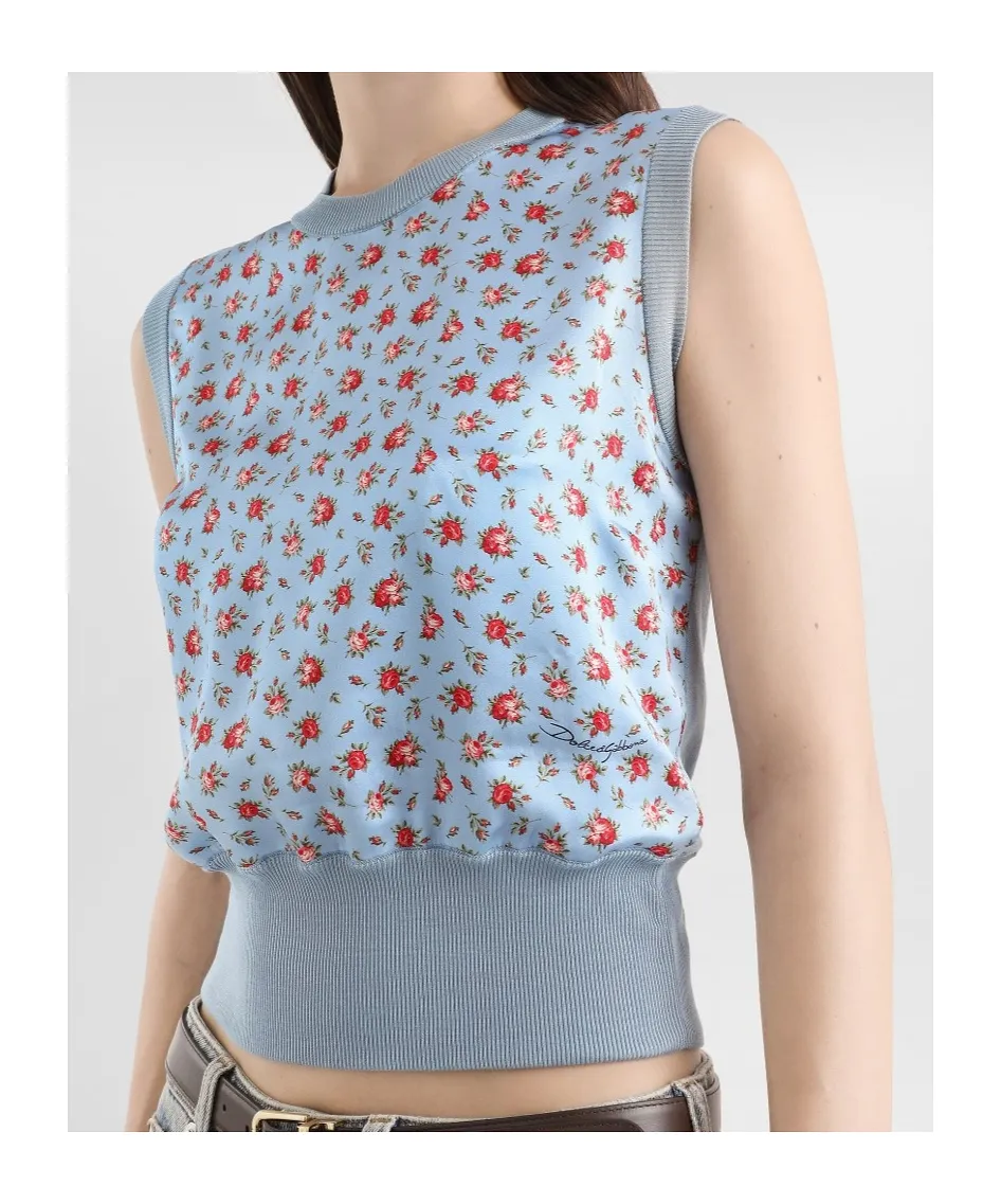 Dolce & Gabbana Floral Motif Twill Vest