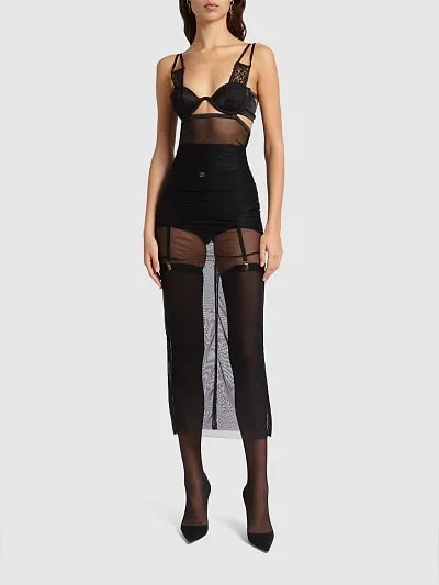 Stretch Tulle Mid-Length Dress