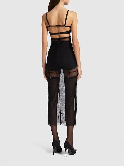 Stretch Tulle Mid-Length Dress