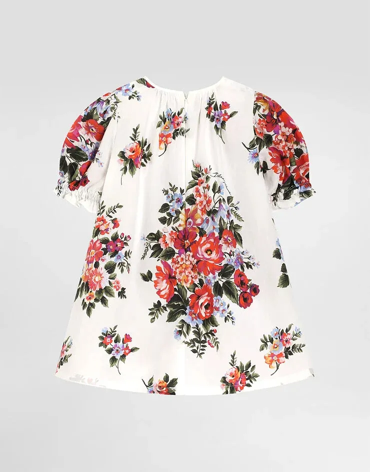 Dolce & Gabbana Kids Floral Printed Crewneck Dress