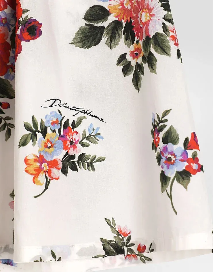 Dolce & Gabbana Kids Floral Printed Crewneck Dress