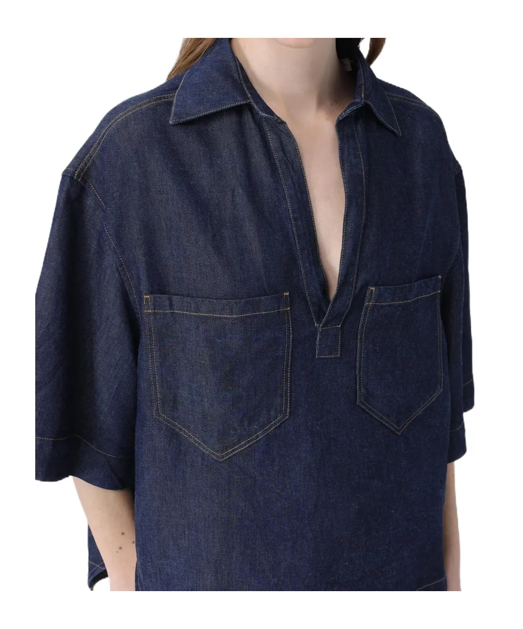 Buttoned-Pocket Denim Shirt