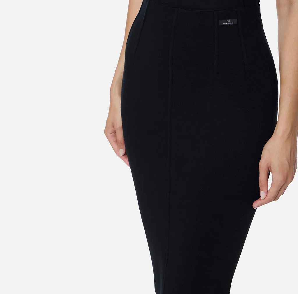 Elisabetta Franchi Logo Patch Midi Skirt