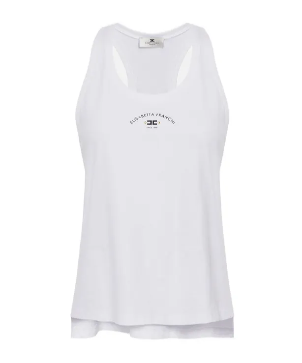 Elisabetta Franchi Logo Printed Jersey Tank Top