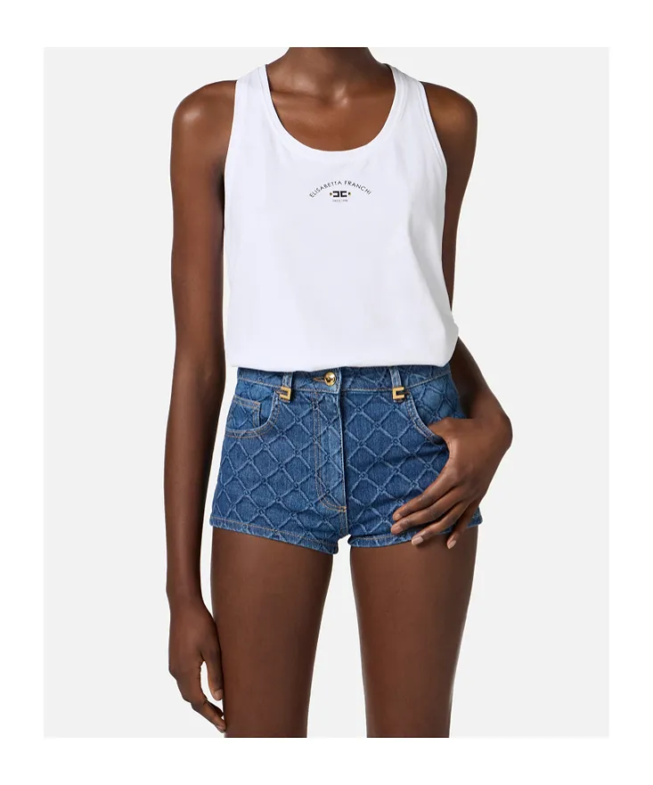Elisabetta Franchi Logo Printed Jersey Tank Top