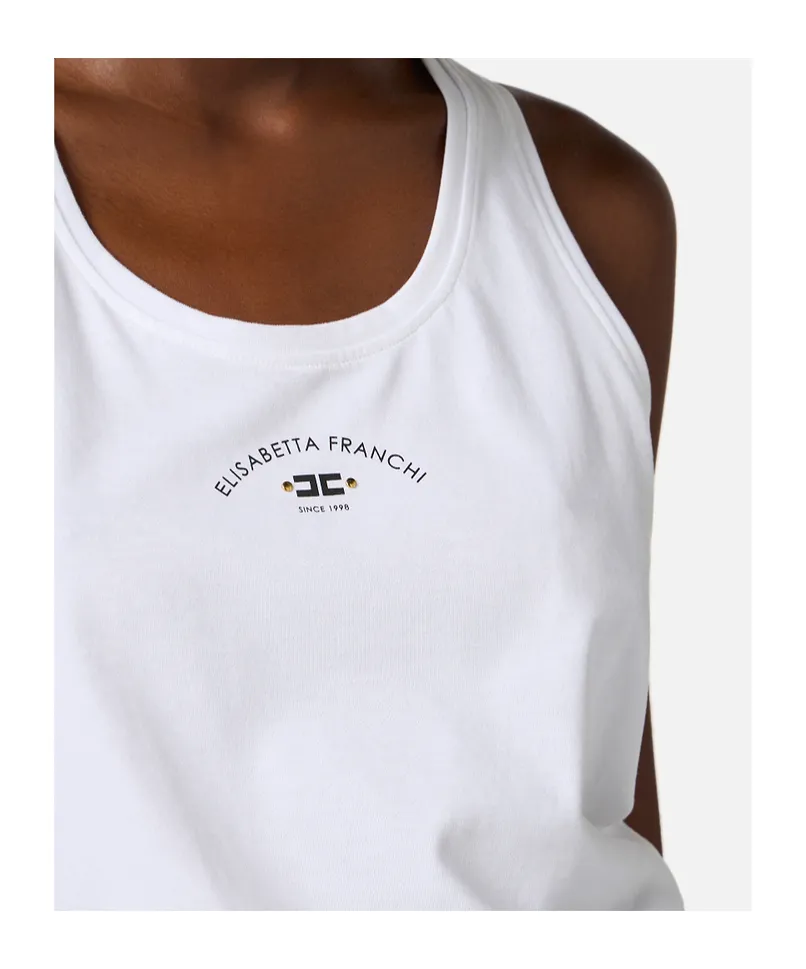 Elisabetta Franchi Logo Printed Jersey Tank Top