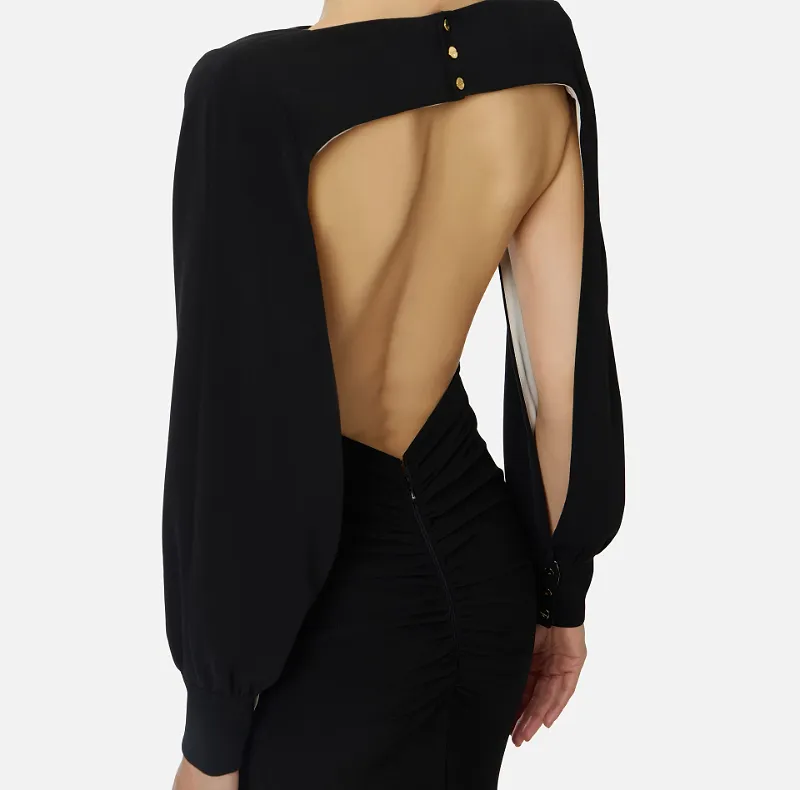 Long-Sleeve Backless Dress