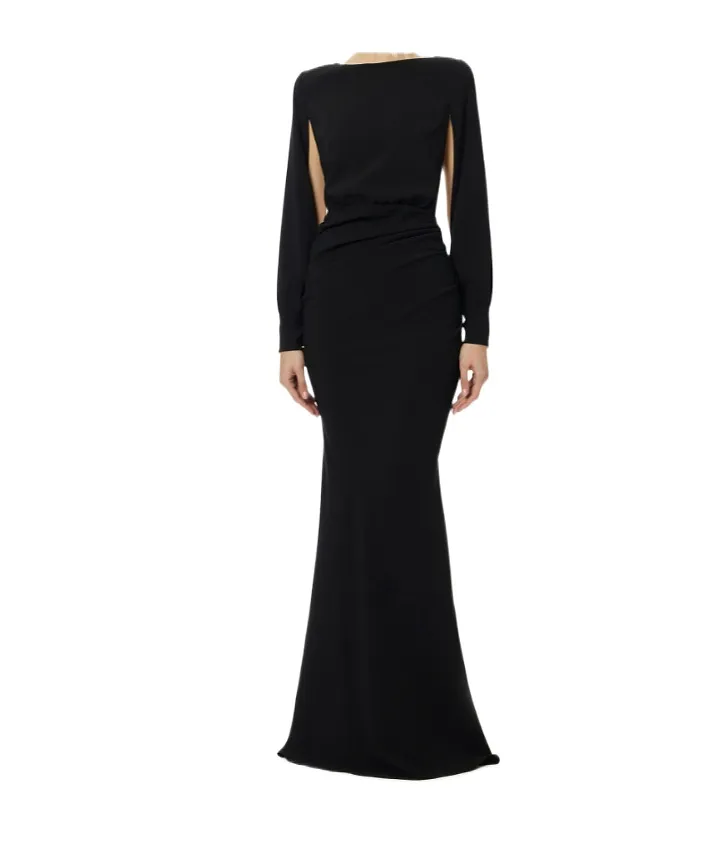 Long-Sleeve Backless Dress