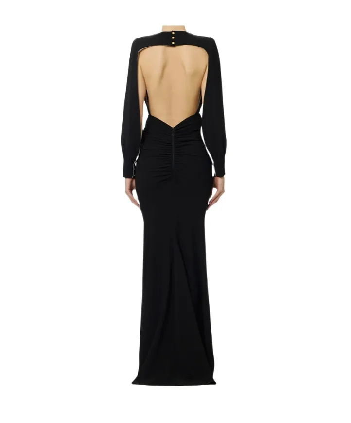 Long-Sleeve Backless Dress