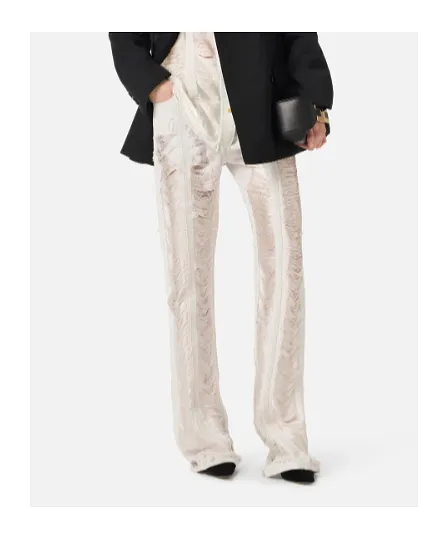 Distressed Fringed Palazzo Jeans