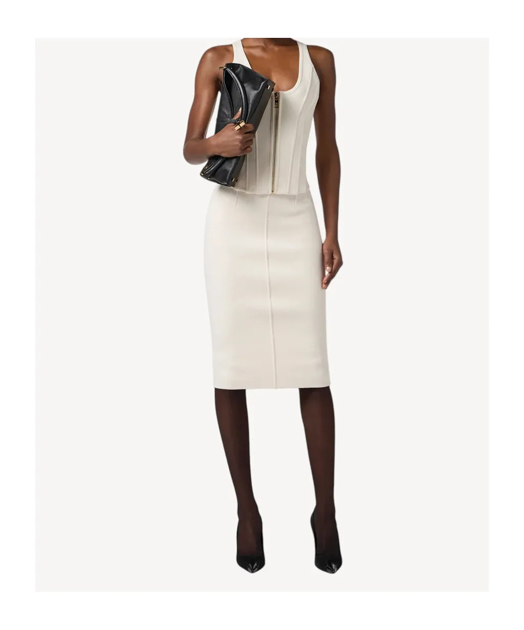 Elisabetta Franchi Logo Patch Midi Skirt