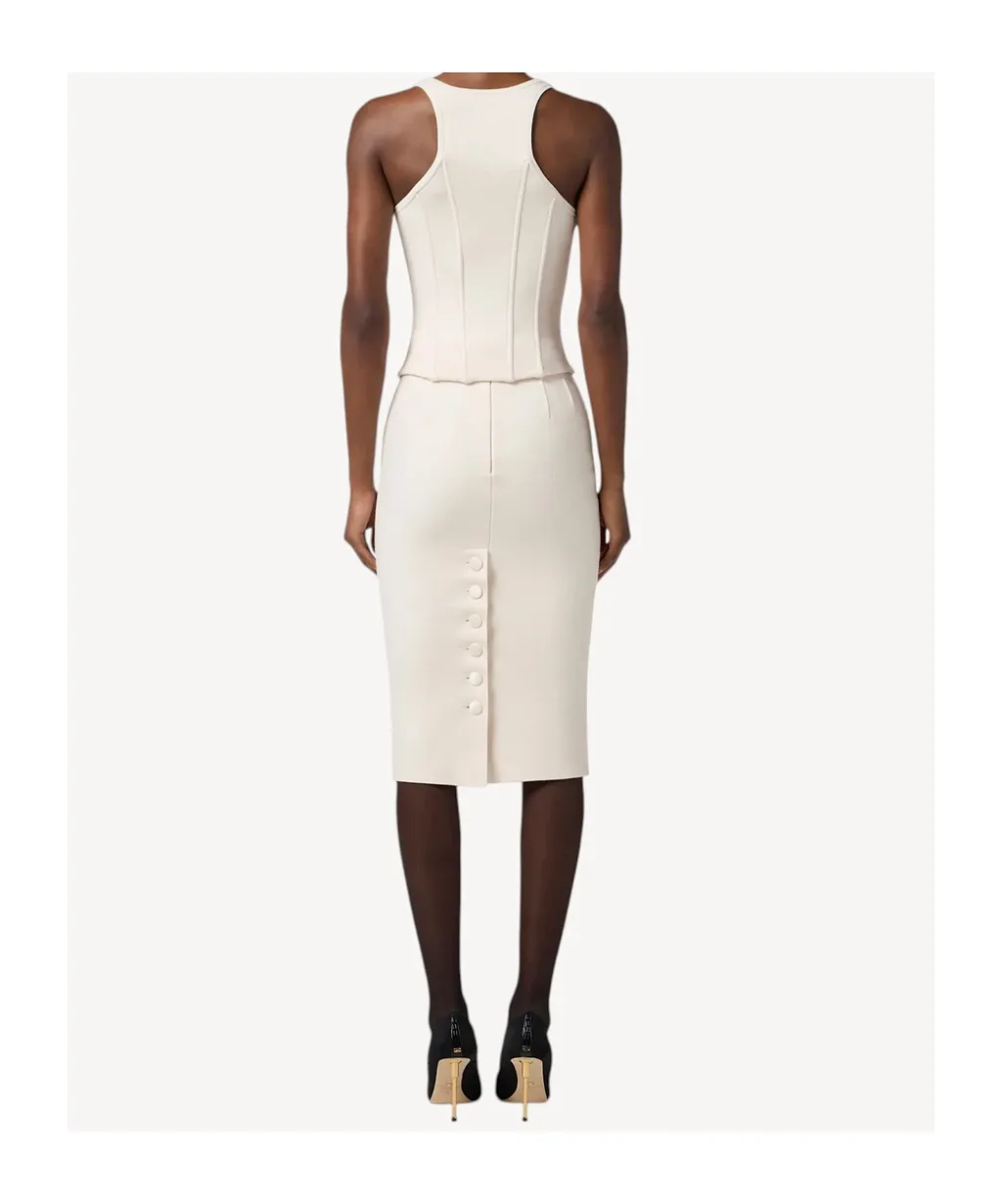 Elisabetta Franchi Logo Patch Midi Skirt