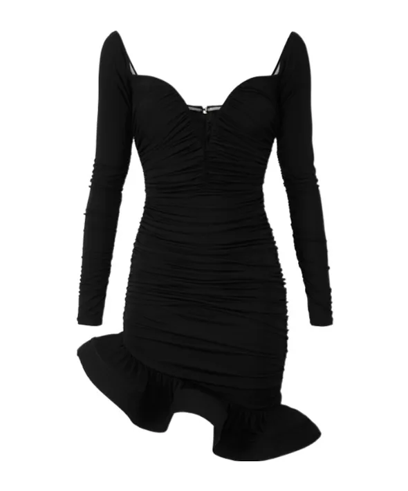 Ruffled-Detail Mini Dress
