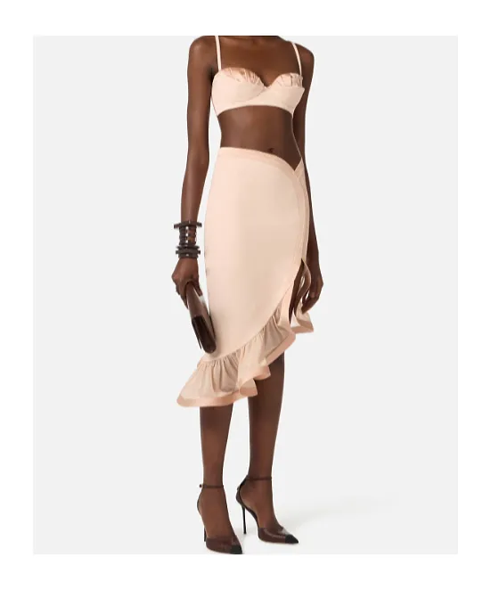 Satin Fabrics With Flounce Skirt
