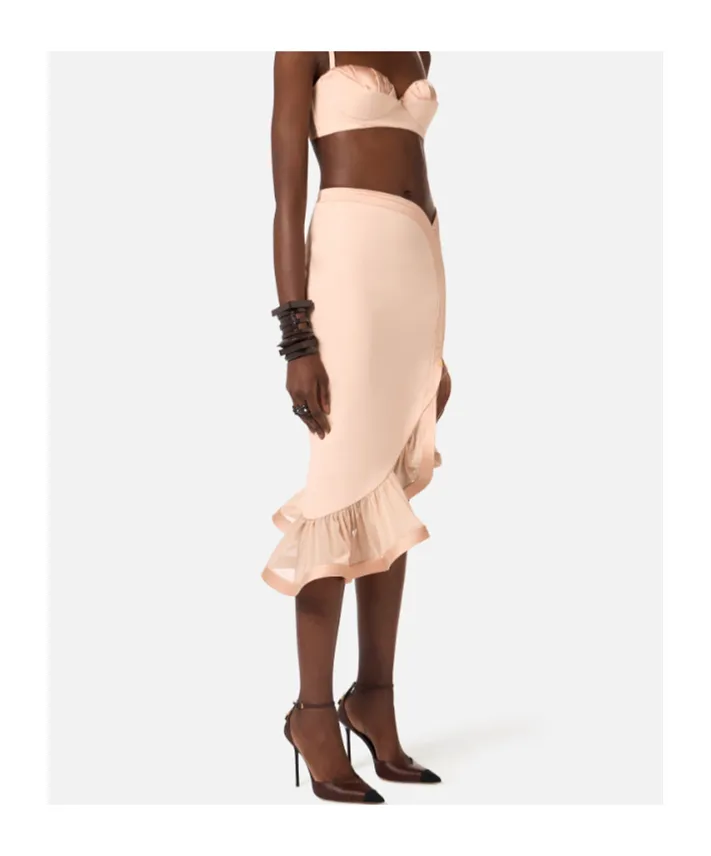 Satin Fabrics With Flounce Skirt