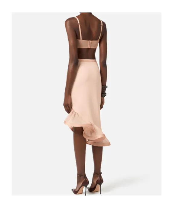 Satin Fabrics With Flounce Skirt
