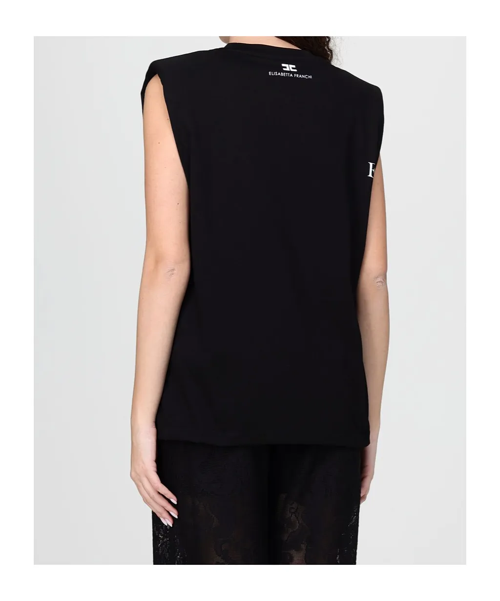 Elisabetta Franchi Slogan Sleeveless Knitted Top