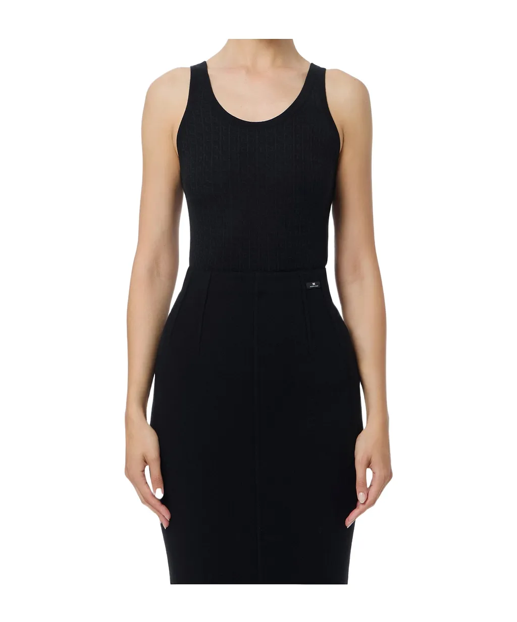 Elisabetta Franchi Monogram Fine-Knit Tank Top