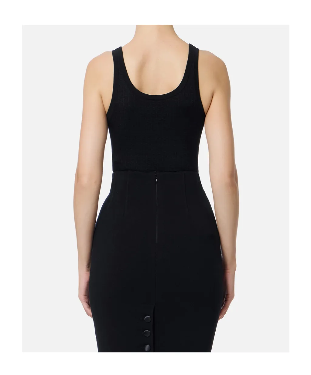 Elisabetta Franchi Monogram Fine-Knit Tank Top