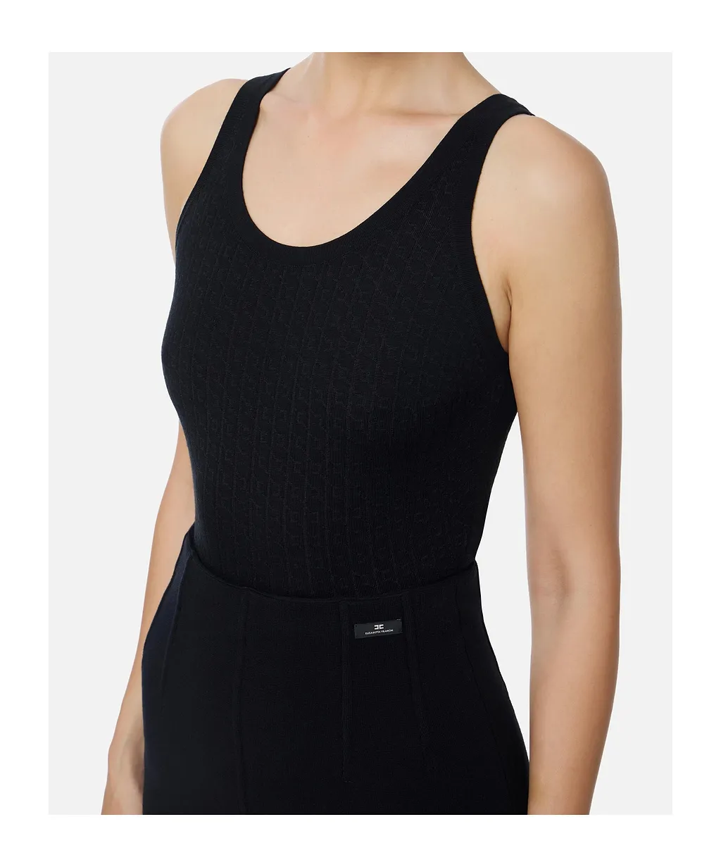 Elisabetta Franchi Monogram Fine-Knit Tank Top