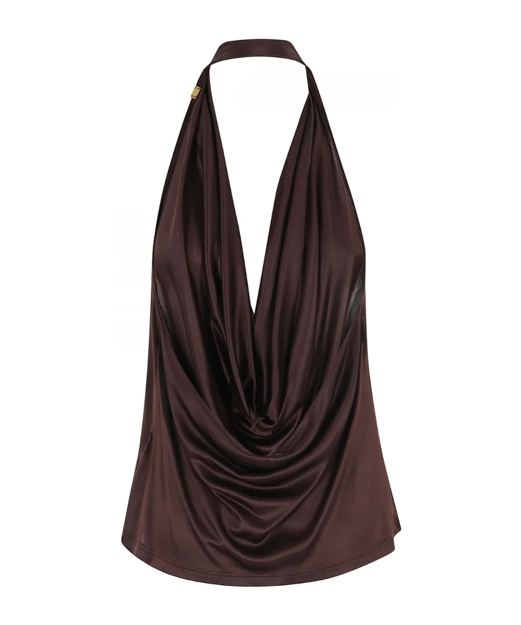 Elisabetta Franchi Halter-Neck Draped Jersey Top