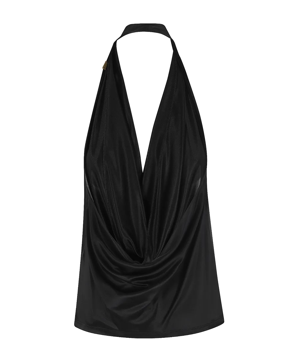 Elisabetta Franchi Halter-Neck Draped Jersey Top