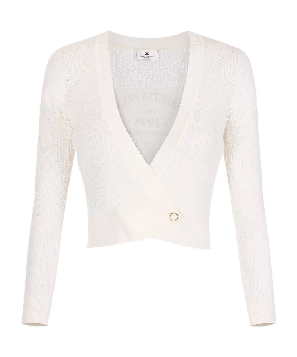 V-Neck Button Cropped Cardigan