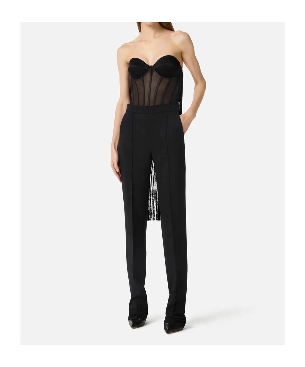 Tulle Fringe Bustier Top