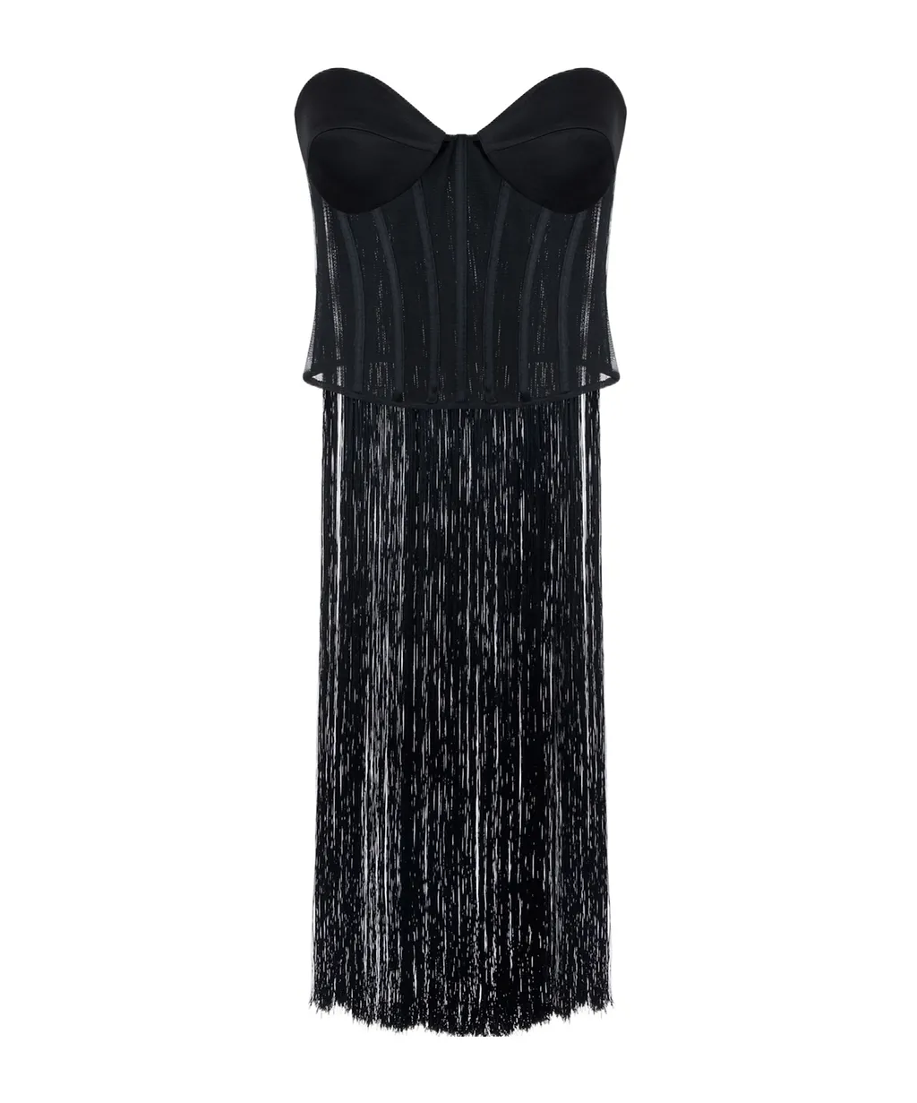 Tulle Fringe Bustier Top