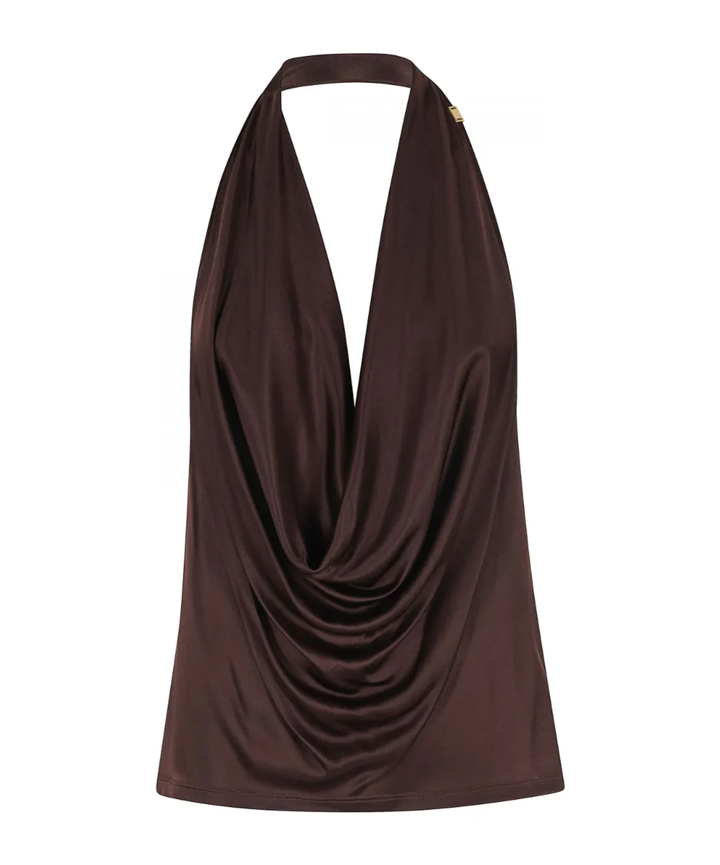 Elisabetta Franchi Halter-Neck Draped Jersey Top