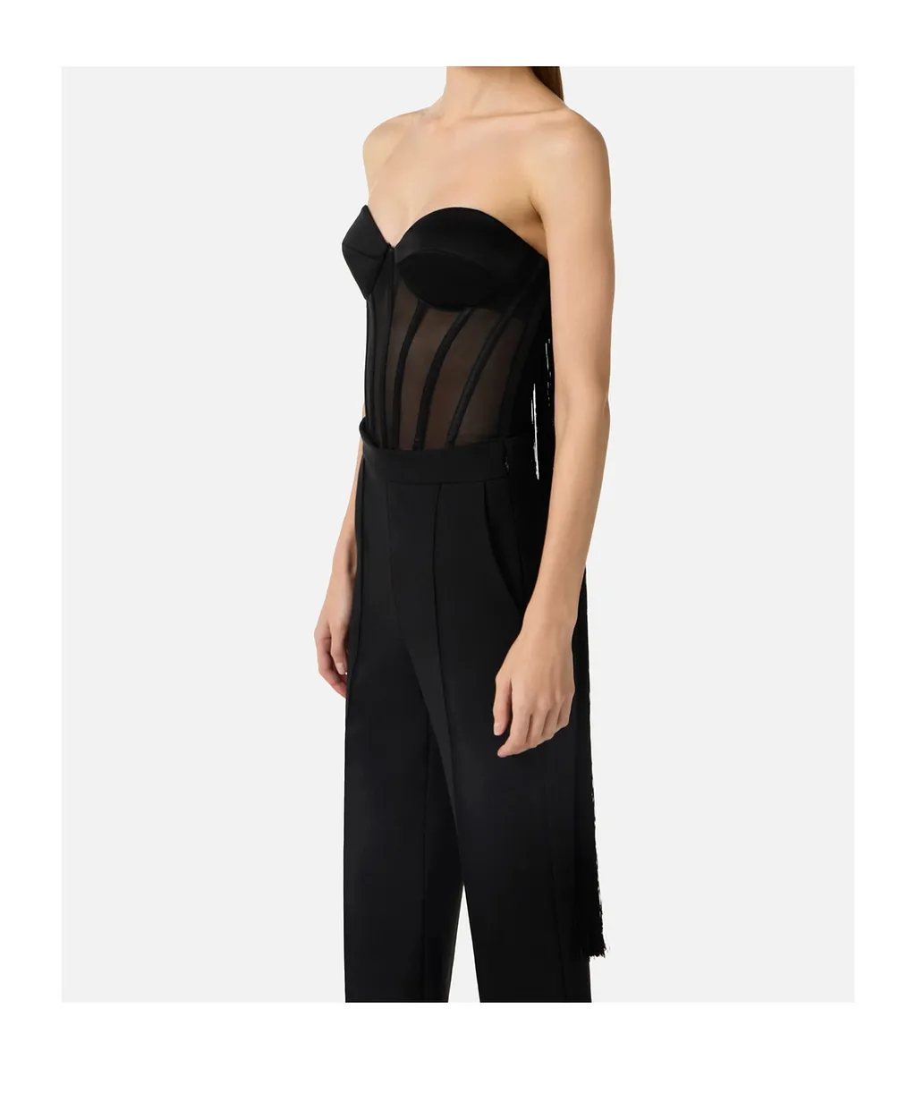 Tulle Fringe Bustier Top
