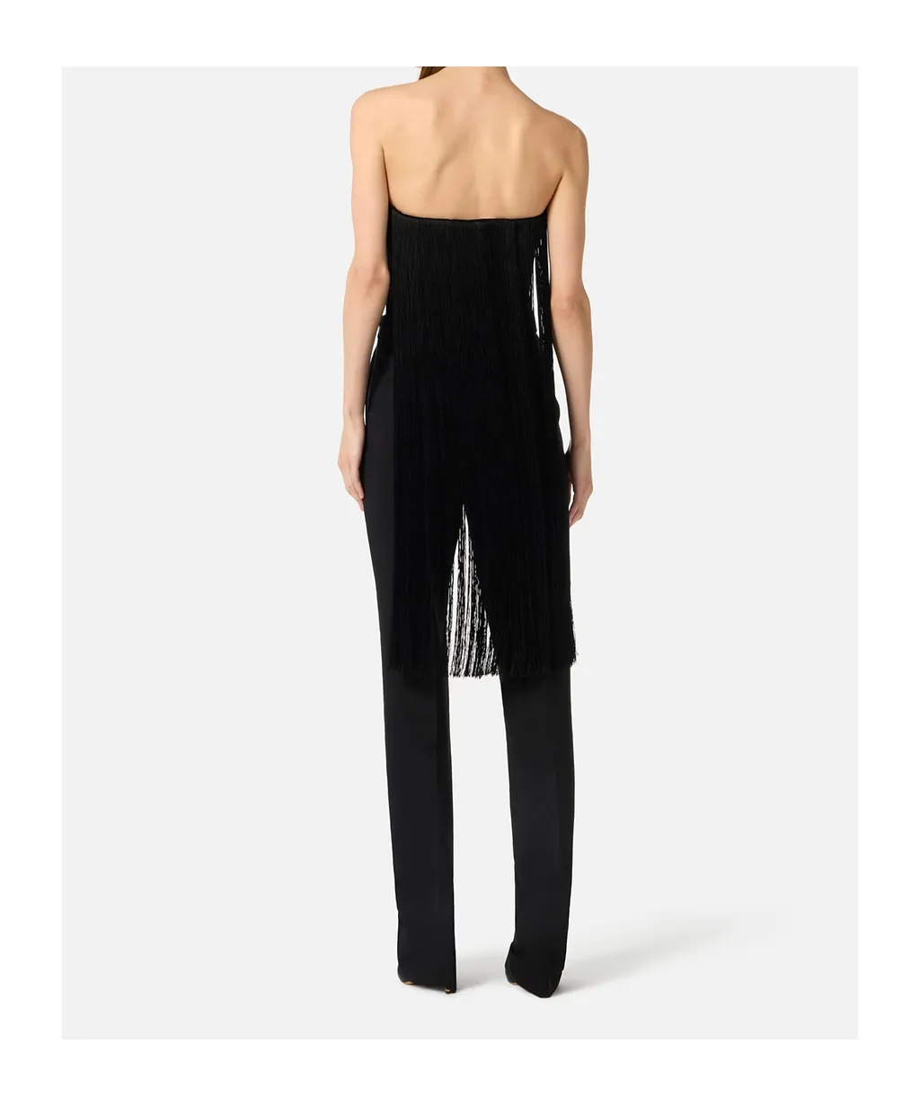 Tulle Fringe Bustier Top