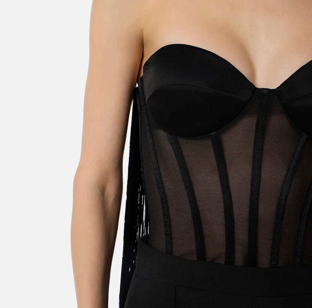 Tulle Fringe Bustier Top