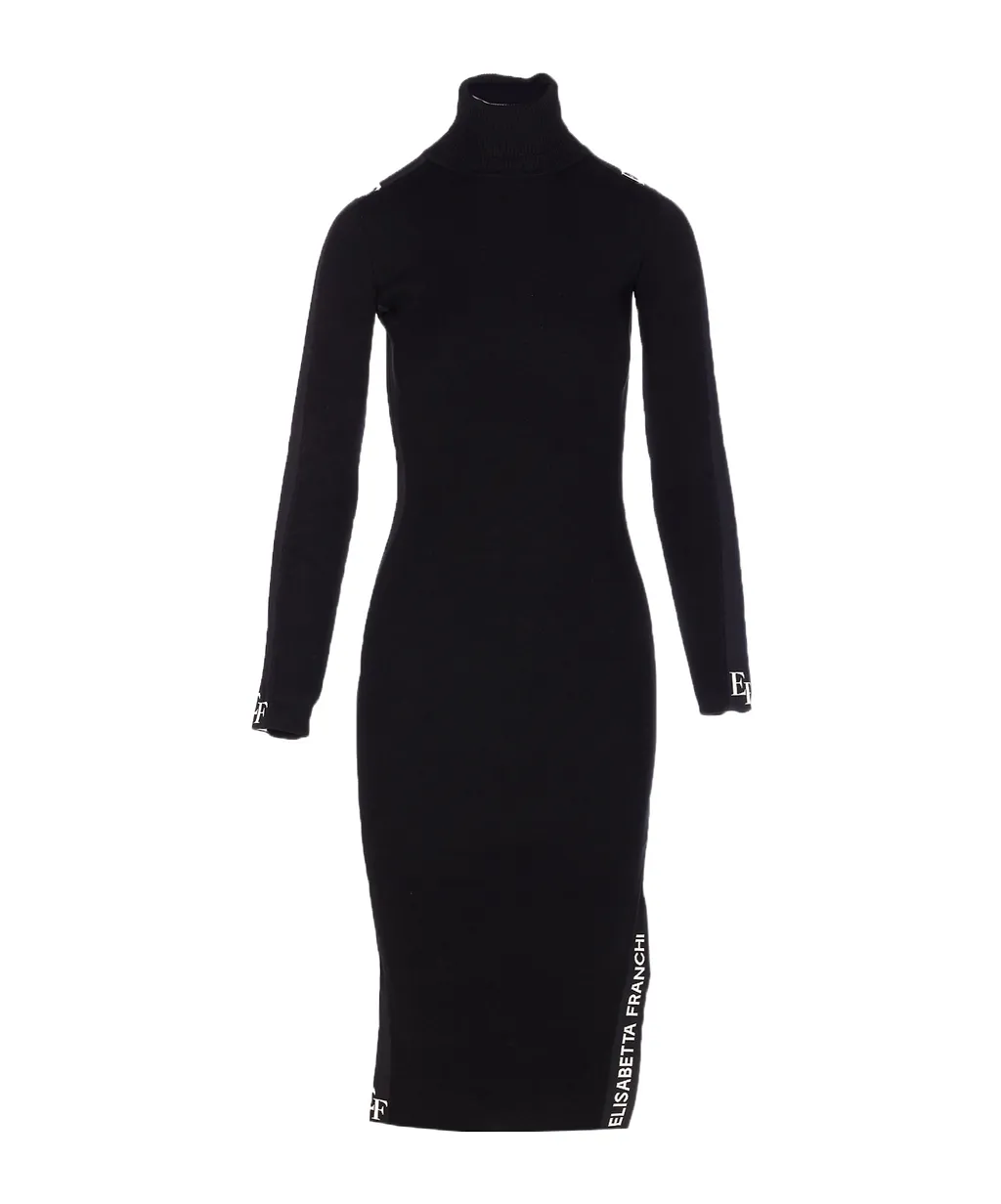 Elisabetta Franchi Logo Detailed Turtleneck Dress