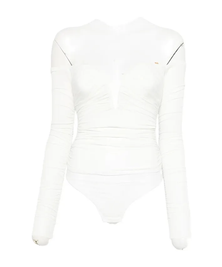 Draped Sweetheart-Neck Bodysuit