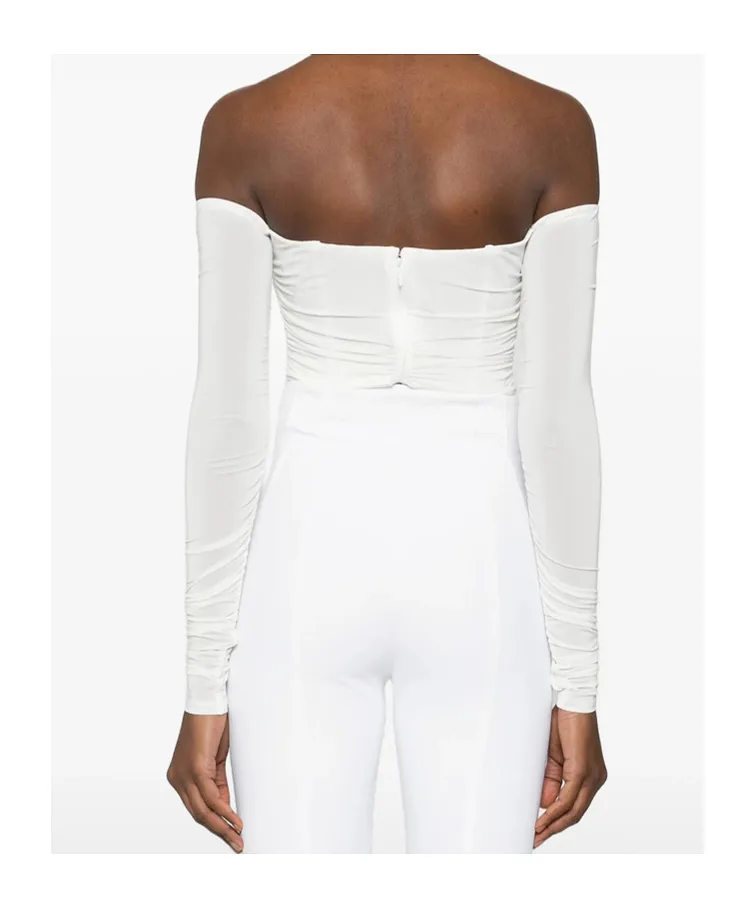 Draped Sweetheart-Neck Bodysuit