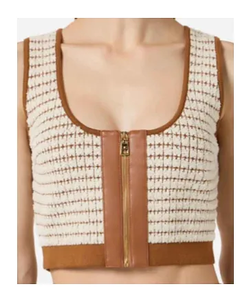 Chenille Zip-Up Crop Top