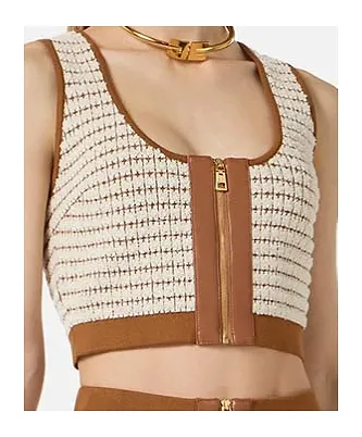 Chenille Zip-Up Crop Top