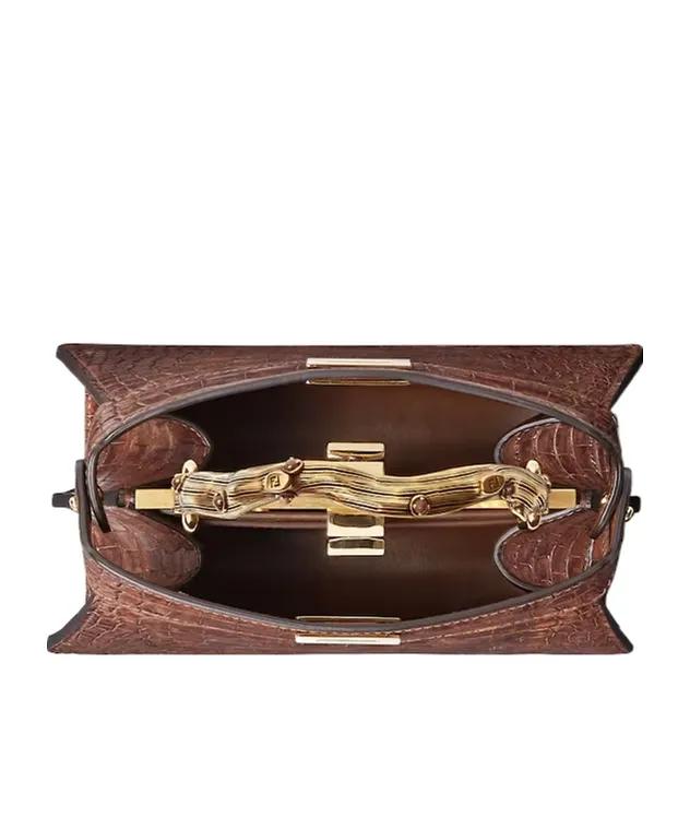 Light Brown Stonewash Effect Crocodile Leather Bag