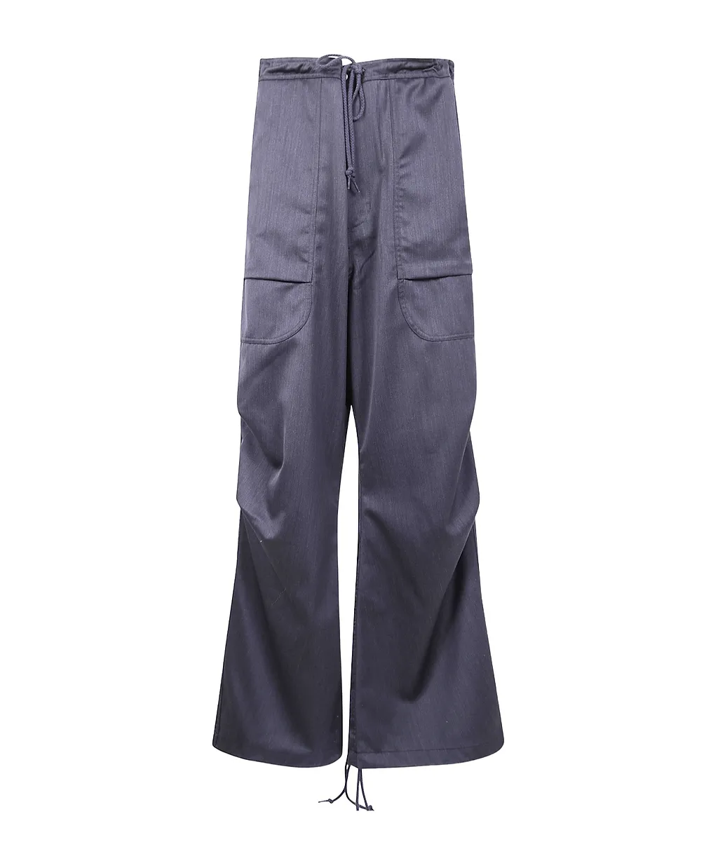 Drawstring Cargo-Pocket Trousers