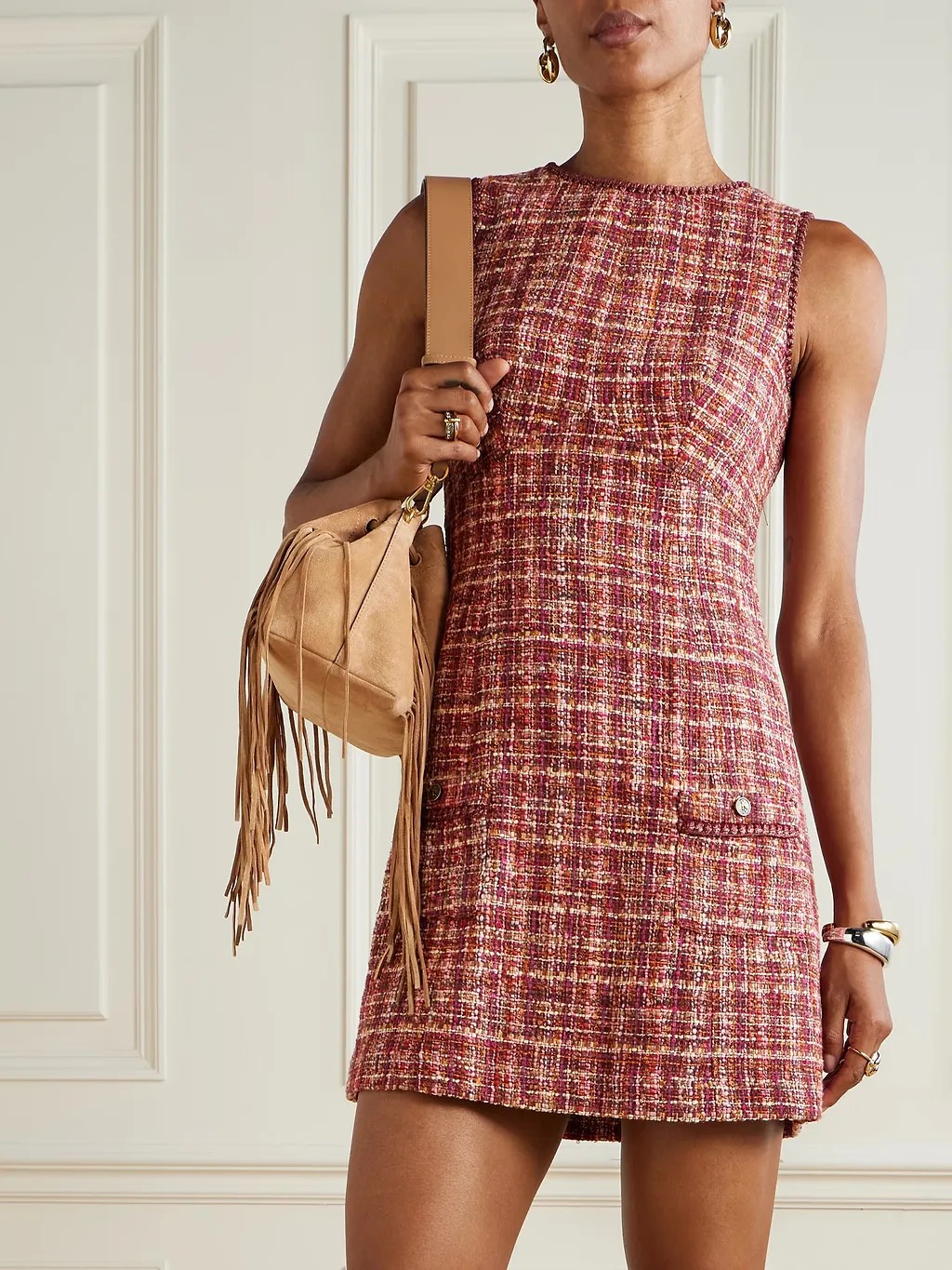 Plaid Tweed Mini Dress
