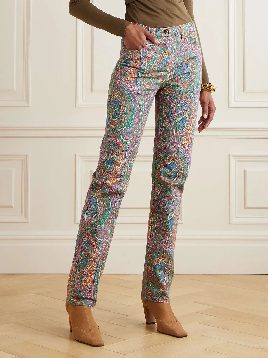 Printed Straight-Leg Jeans