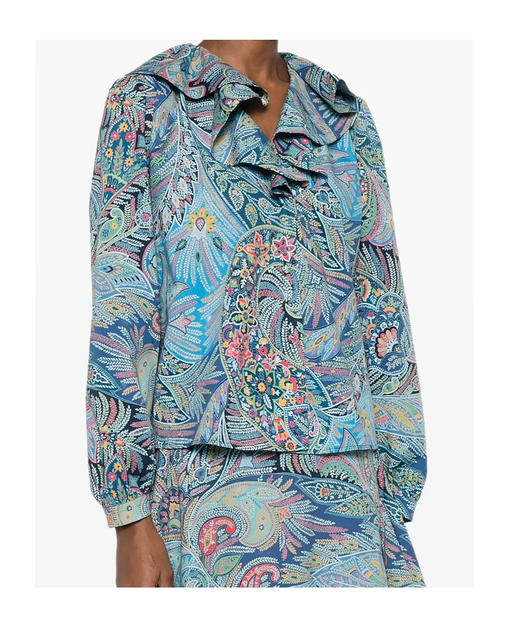 Etro Draped Neck Printed Top