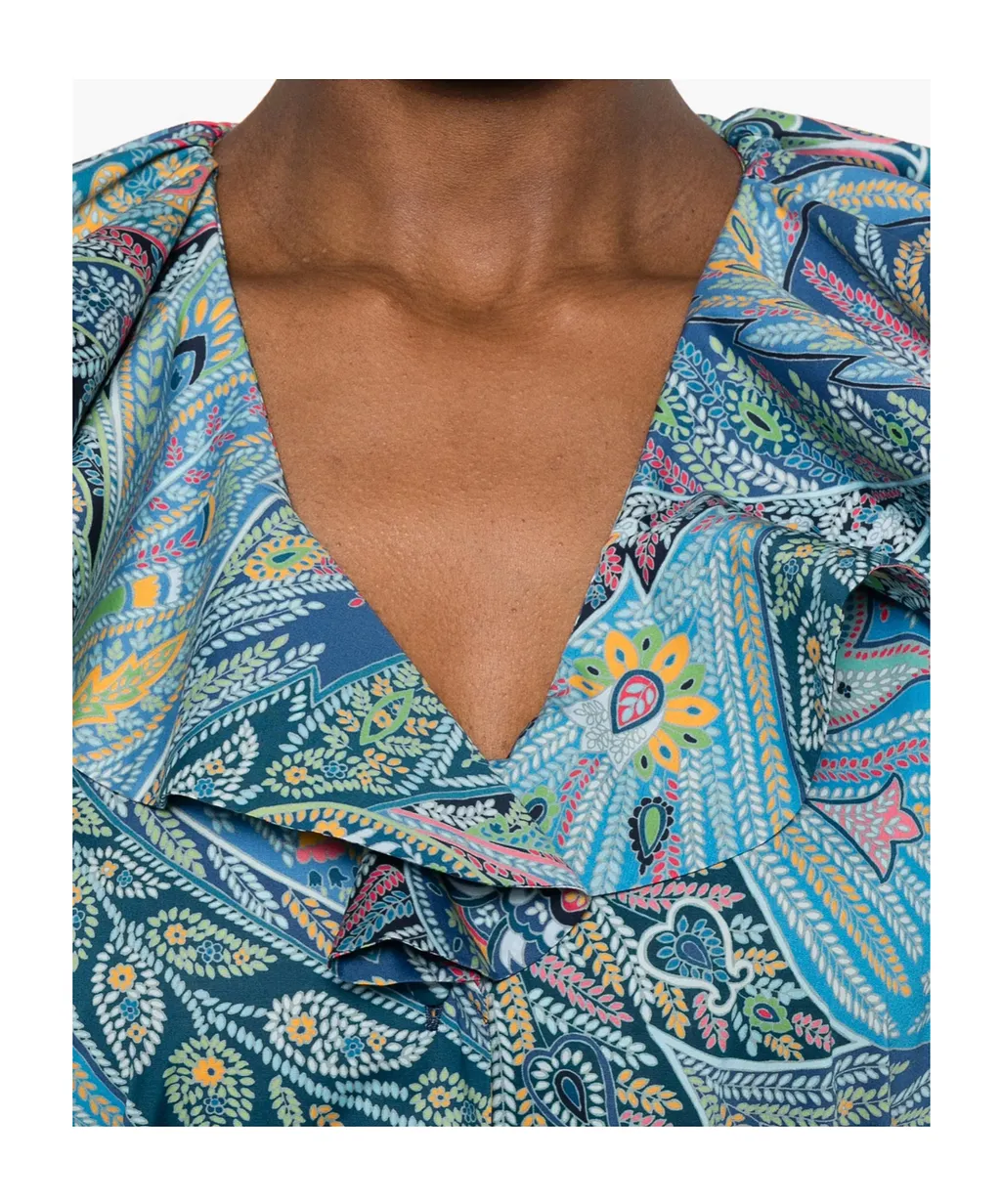 Etro Draped Neck Printed Top