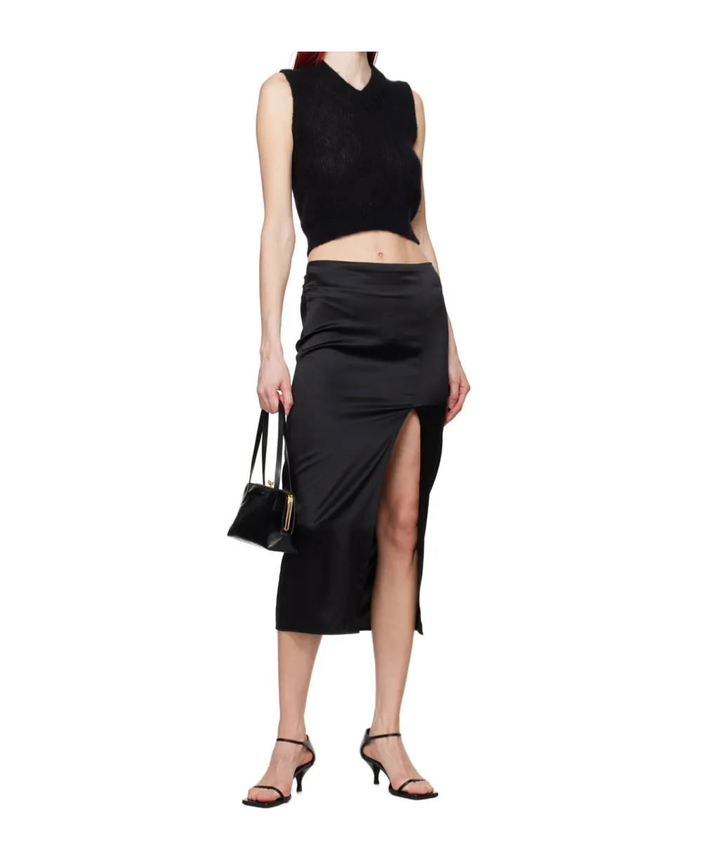 Black Slit Midi Skirt